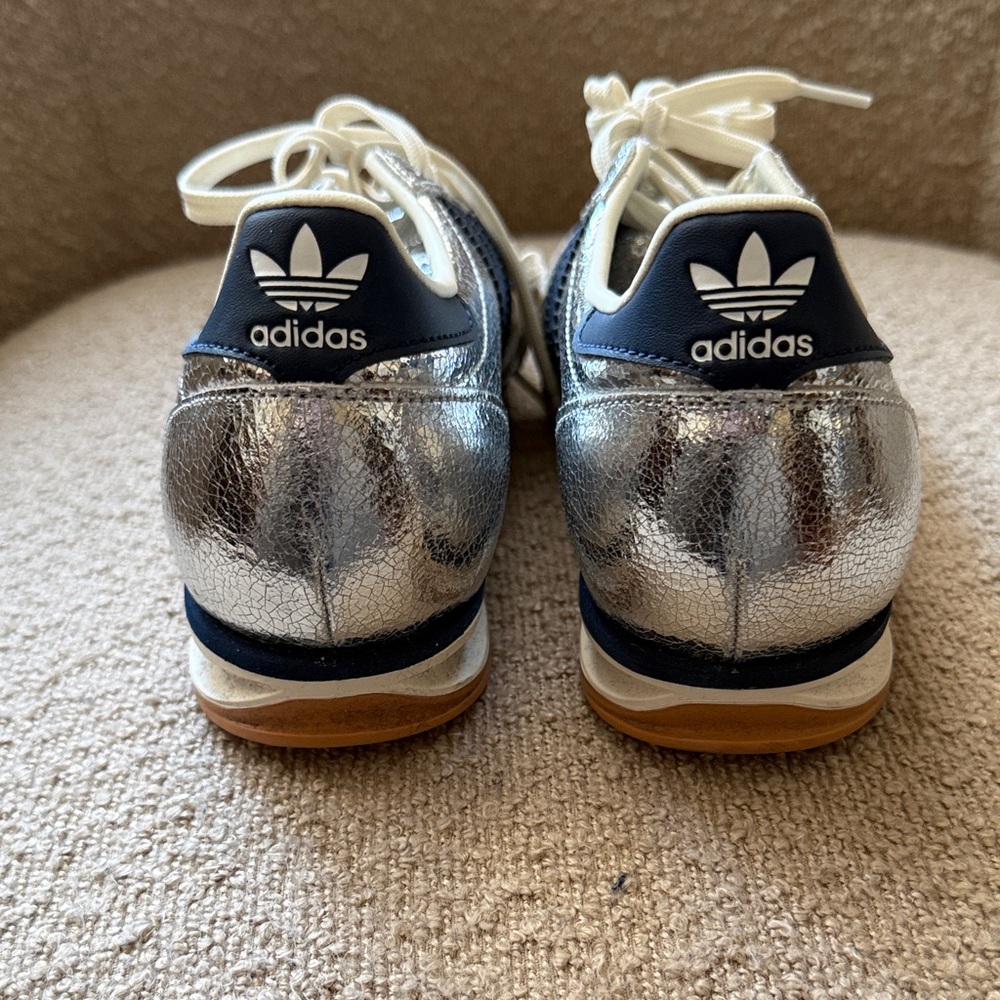 adidas Silver Crackle Metallic & Navy SL72 - Picture 5 of 7